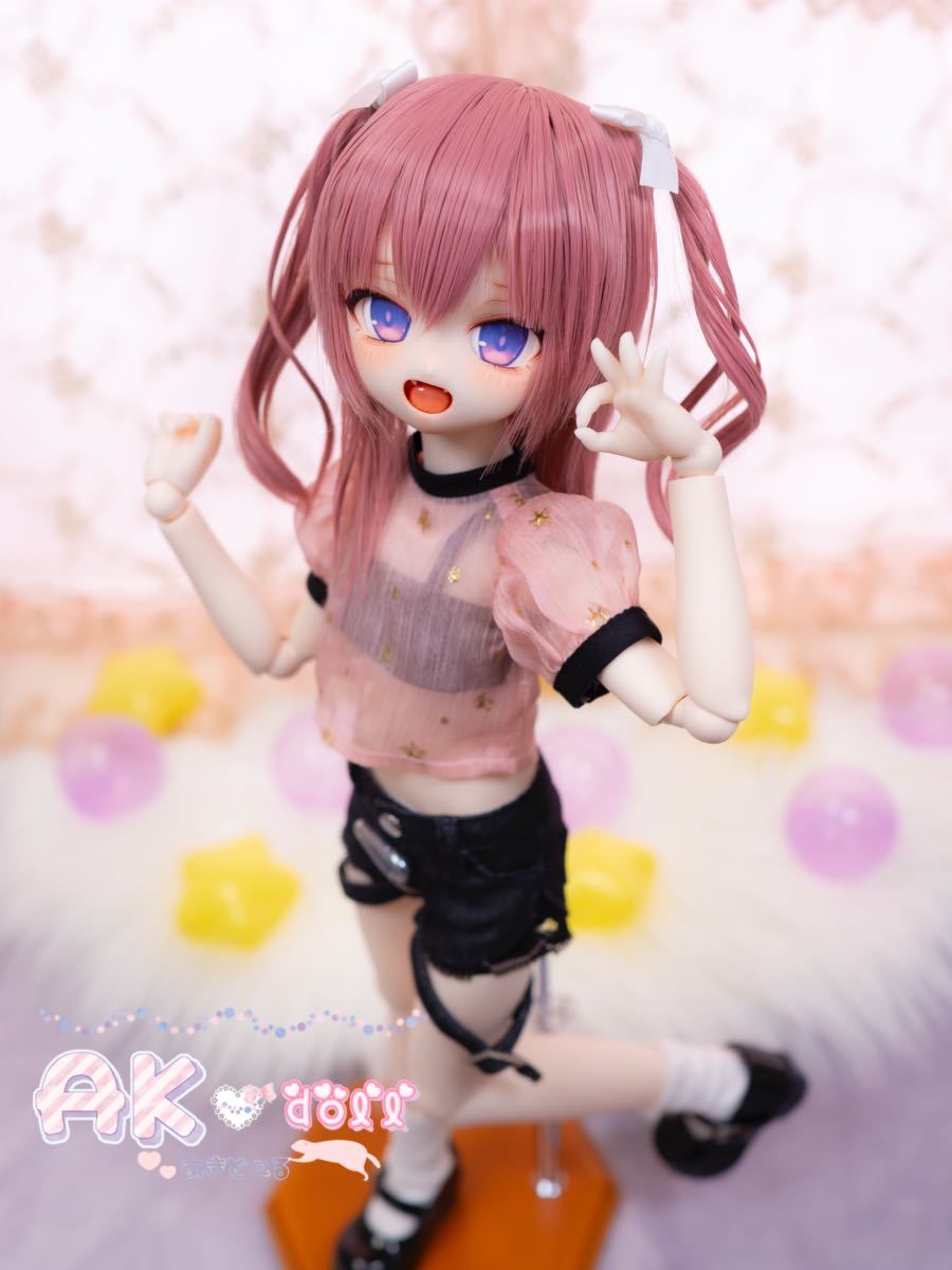 【AK*doll】DDH-01 カスタムヘッド ソフビ盛り開口 SWセミホワイト デカールアイ付き_画像2