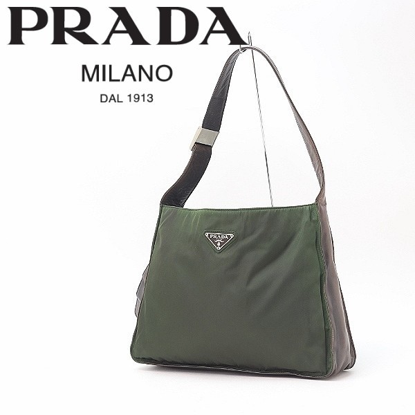 憧れの 肩掛け ナイロン×レザー プラダ ◇PRADA ショルダー ダーク