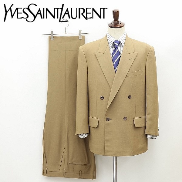 美品 ヴィンテージ◆Yves Saint Laurent イヴ サンローラン ダブル セットアップ スーツ ベージュ