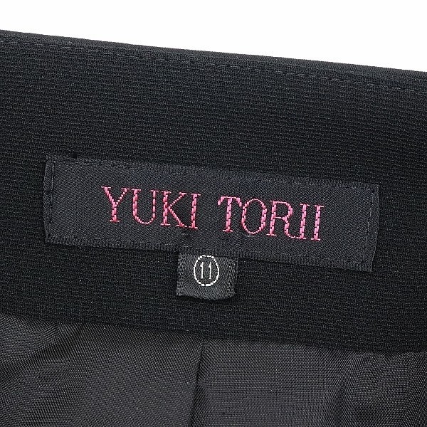 美品◆YUKI TORII ユキトリイ サテン使い ノーカラー ジャケット＆半袖 ワンピース セットアップ アンサンブル 黒 ブラック 11