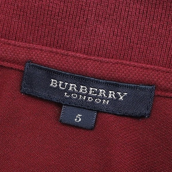 国内正規品◆BURBERRY LONDON バーバリーロンドン ストレッチ ロゴ刺繍 コットン 鹿の子 ポロシャツ チュニック トップス ボルドー 5_画像4