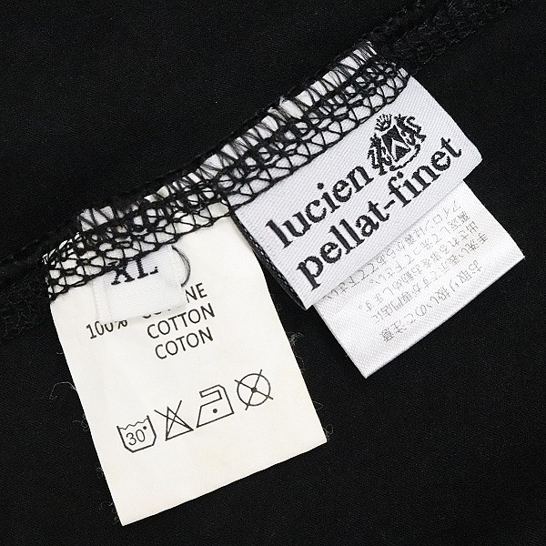 ◆lucien pellat-finet ルシアン ペラフィネ カモフラ 迷彩柄スカルプリント コットン Tシャツ 黒 ブラック XL_画像4
