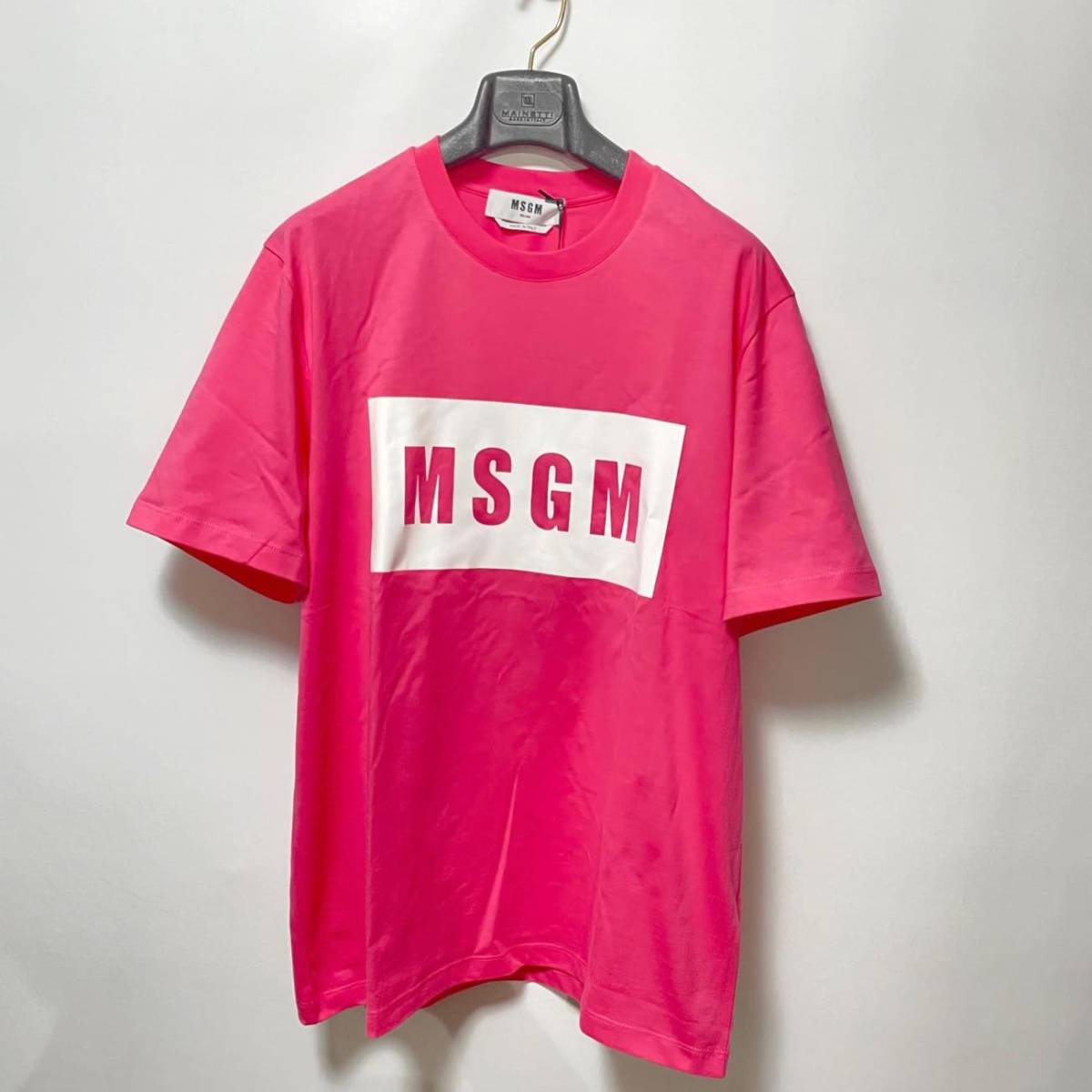 新品 MSGM エムエスジーエム 23年春夏 ボックスロゴカットソー 定価19,800円 M 送料210円〜 3440MM520 メンズクルーネックTシャツ ピンク