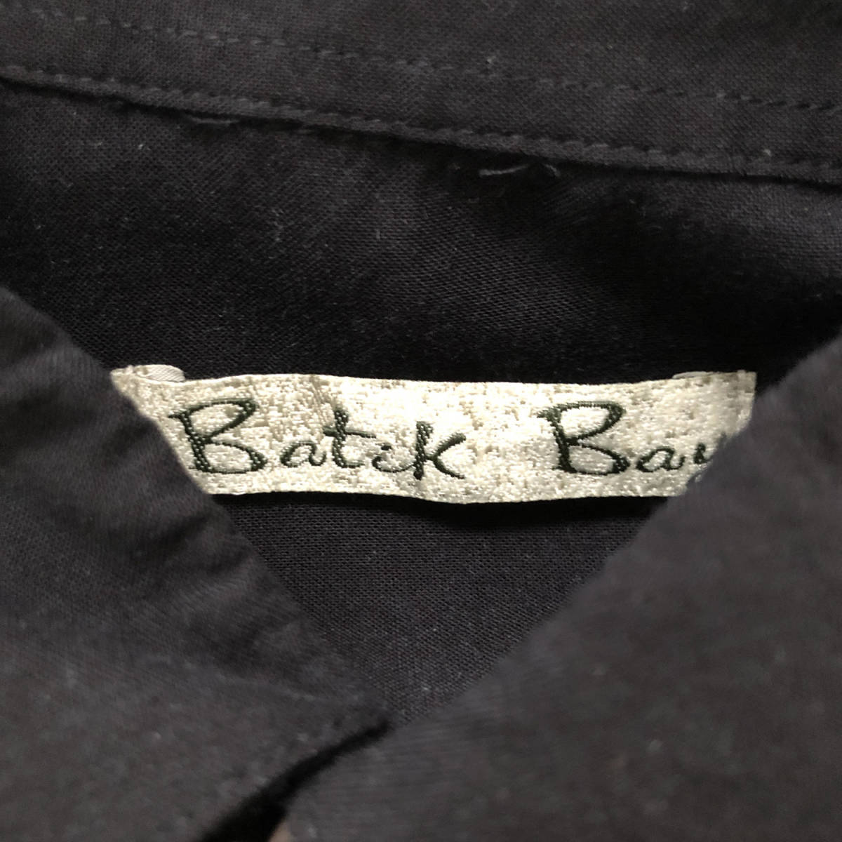 USA 古着 バティックベイ ホリゾンタル パームツリー レーヨン アロハシャツ ハワイアンシャツ メンズS ブラック Batik Bay 黒色 BF1521_画像6