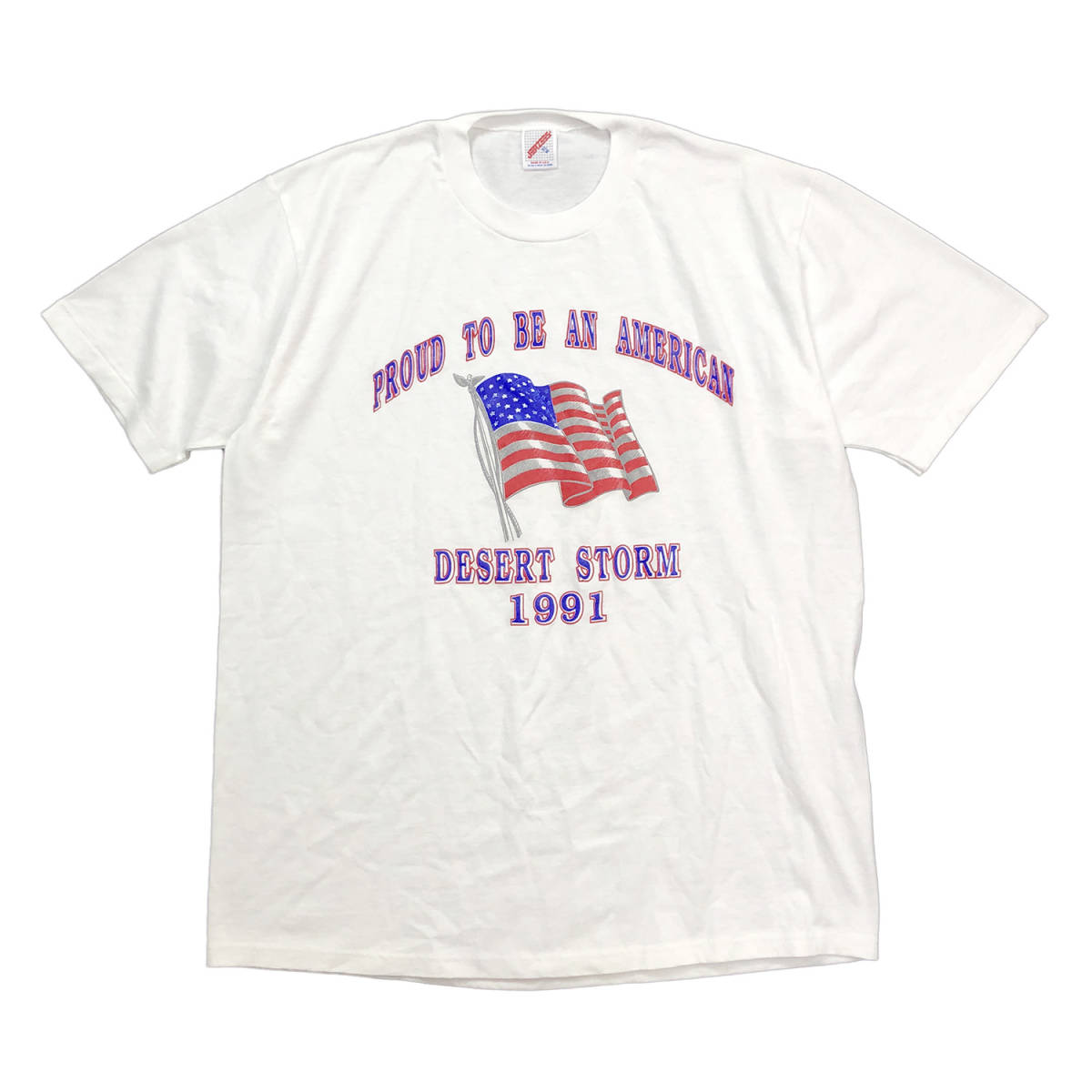 本物の 砂漠の嵐作戦 デザートストーム 湾岸戦争 1991年 USA製 90S 星条旗 BA2006 大きいサイズ シングルステッチ メンズXL Tシャツ ヴィンテージ イラスト、キャラクター