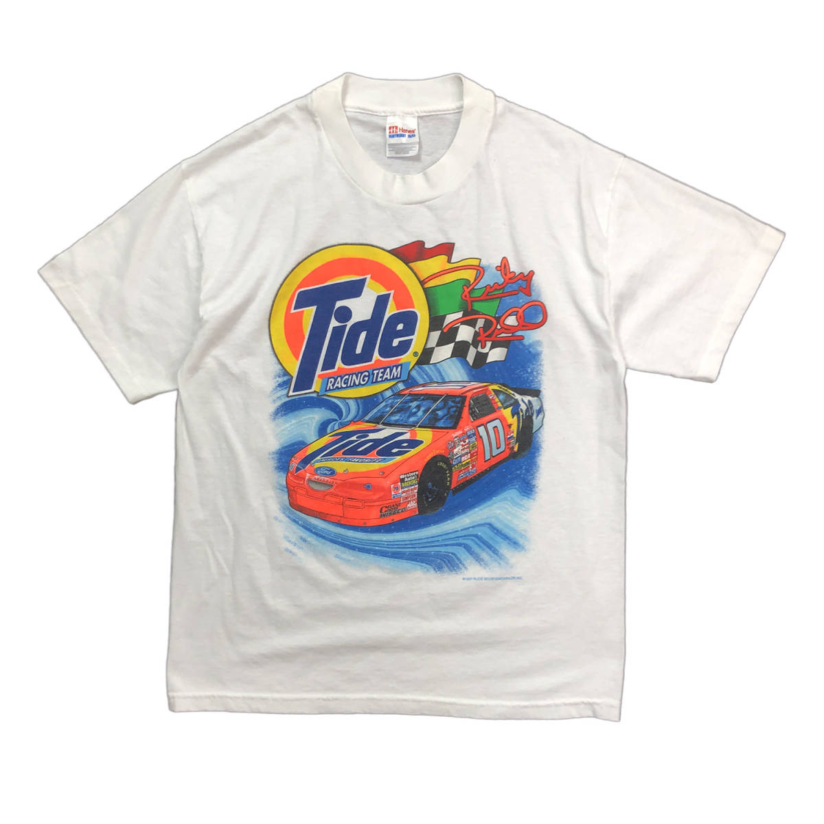 90S USA/ドミニカ製 1997年 Tide タイド レーシング ヴィンテージ Tシャツ メンズL シングルステッチ ホワイト 白T 古着 BA2019_画像1