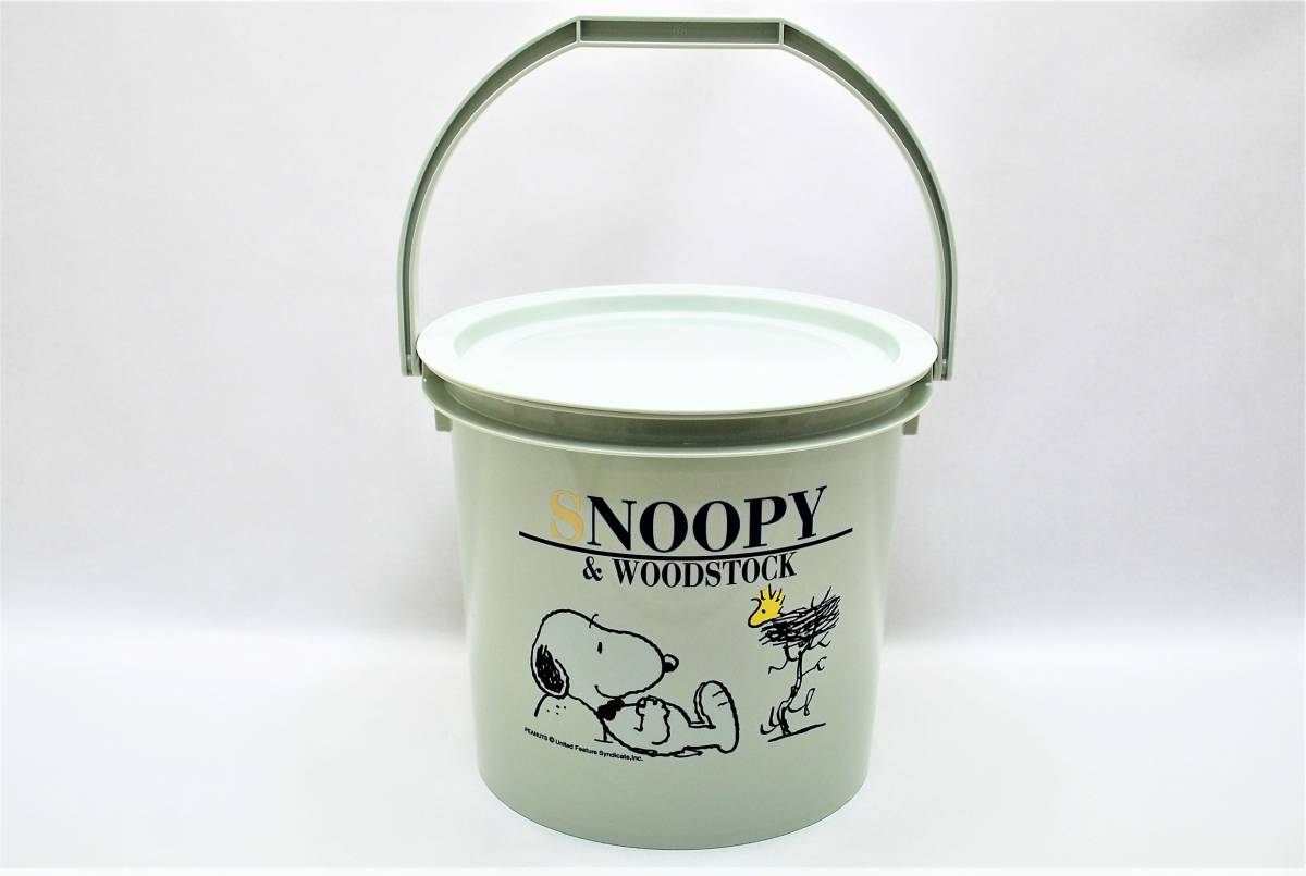 Retro Richell Snoopy Lid Bucket Неиспользуемый предмет Snoopy &amp; Woodstock с крышкой