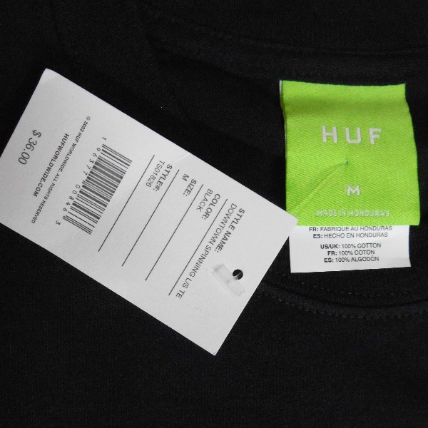 HUF*ハフ*US:M[DOWNTOWN SPINNING]ブラック長袖Tシャツの画像9