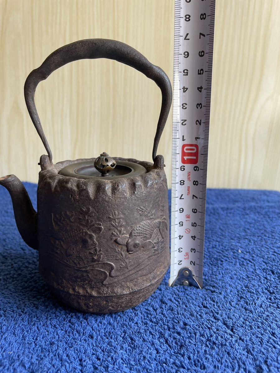鉄瓶 龍文堂造 煎茶道具 茶道具 金属工芸 急須 時代物 湯沸 銅蓋