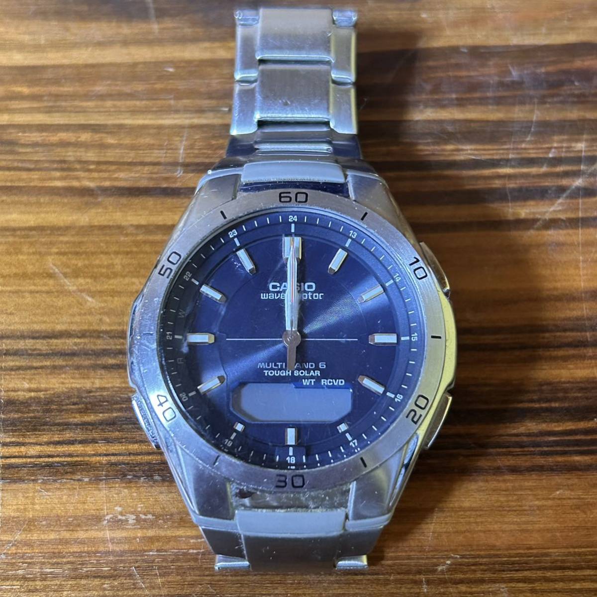 CASIO カシオ WAVE ceptor 電波ソーラー 腕時計 メンズ 時計 ファッション 箱付き 小物 ジャンク品 wave ceptor 電波ソーラー 腕時計(CASIO)