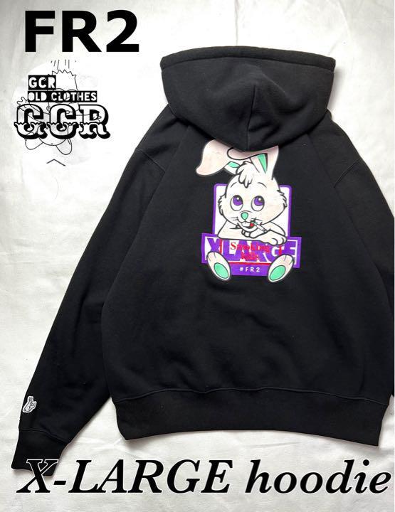 【最高デザイン】FR2 XLARGE 限定コラボ 希少 パーカーバックプリント　L サイズ　Fxxking Rabbits