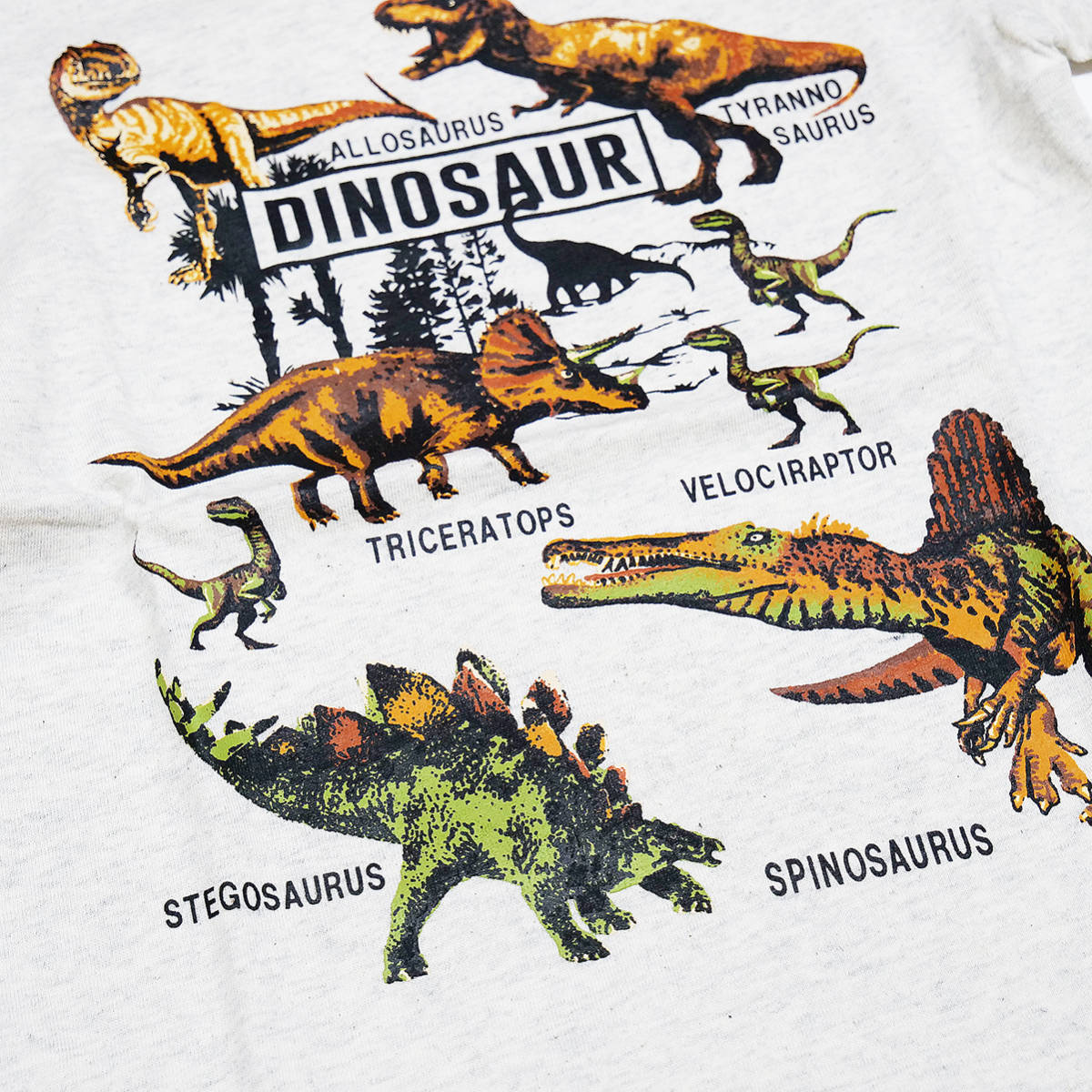 100cm 恐竜集合Tシャツ オートミール ティラノザウルス 怪獣 男の子 ディノ ダイナソー トリケラトプス ペタラノドン 当店オリジナルの画像6