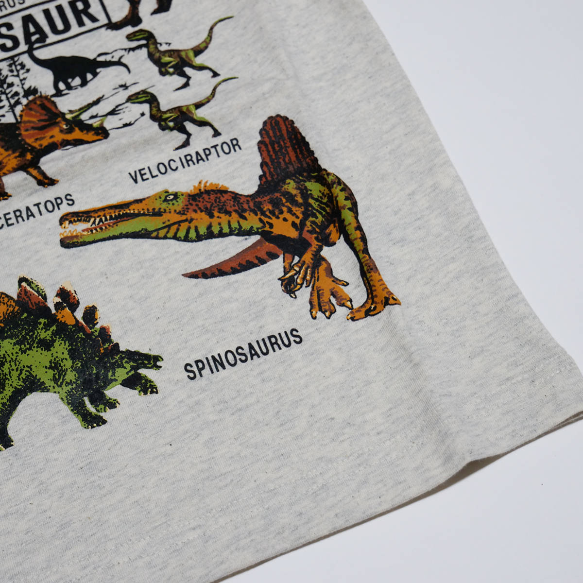 100cm 恐竜集合Tシャツ オートミール ティラノザウルス 怪獣 男の子 ディノ ダイナソー トリケラトプス ペタラノドン 当店オリジナルの画像3