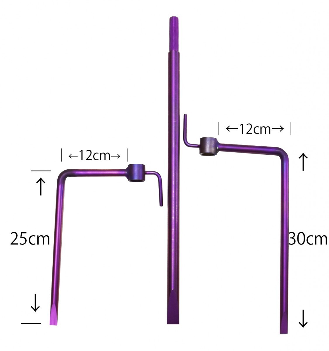 64チタン 極太アシスト ピトン 軸φ20mm専用 足の長さ 25cm 紫色陽極酸化_画像4