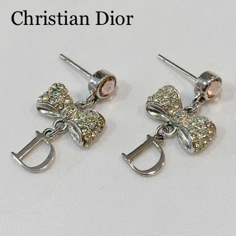 ディオール Dior リボン ピアス ラインストーン 065 | perkebunan