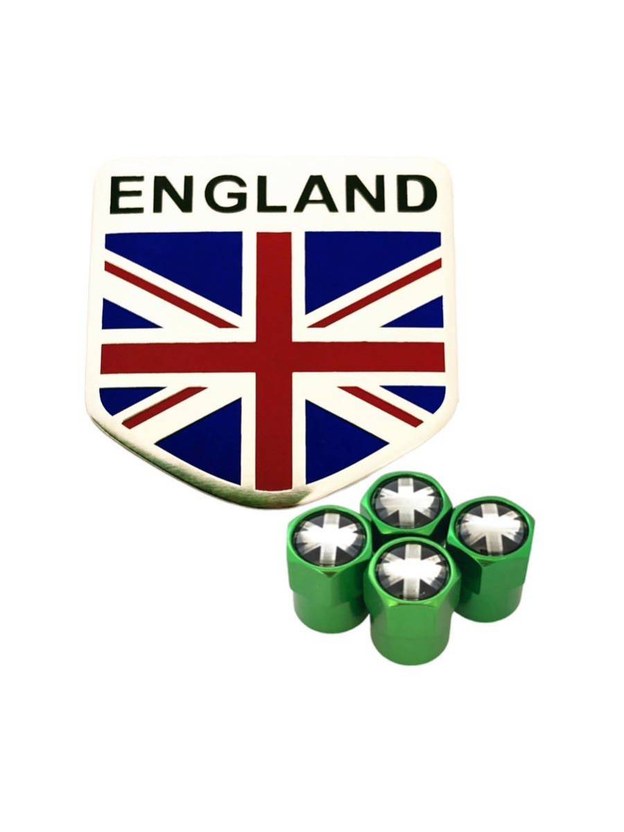 I 緑 イギリス 国旗 ステッカー フェンダー バルブキャップ エンブレム ランドローバー ディスカバリー ディフェンダー ユニオンジャック m_画像1
