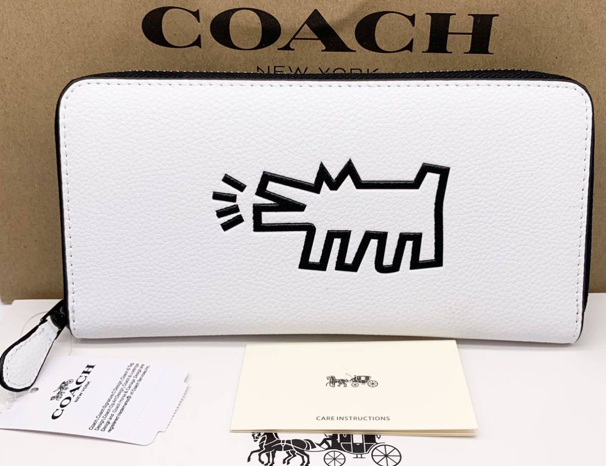 最低価格の キース・ヘリング 【COACH正規品】長財布 立体プリント
