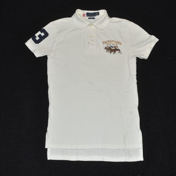 ②* Polo * Ralph Lauren * Ralph Lauren ( АО ) * белый цвет *tekaPOLO выше like вышивка имеющий рубашка-поло с коротким рукавом XS 165