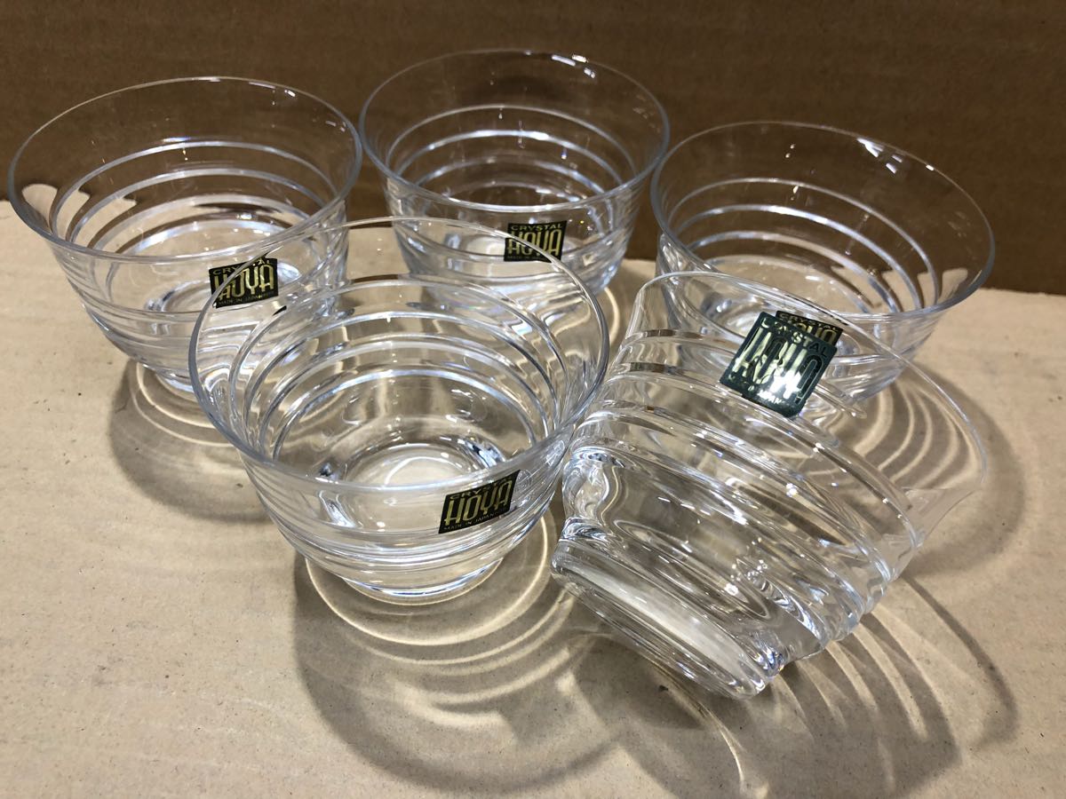 * new goods *HOYA crystal / cold tea cup /5 piece collection * approximately 7.4cm× height 5.6cm/ tableware / glass / break up ./ charge ./ izakaya pub /. pavilion * unused / our shop exhibition goods / regular price from price cut *