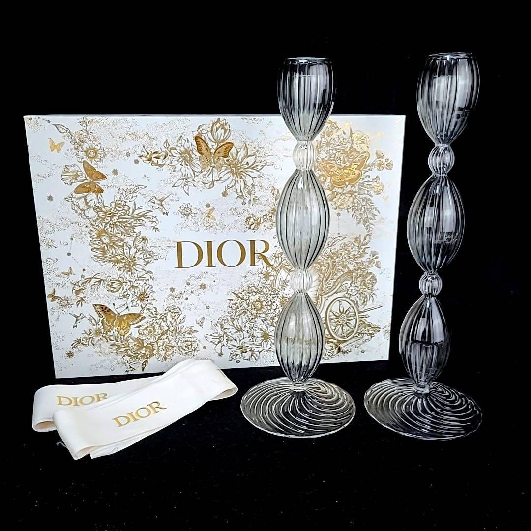 ★ 未使用 ◆ クリスチャンディオール ChristianDior キャンドルホルダー　サレント シルバー ペア　2台 キャンドルスタンド 箱つき