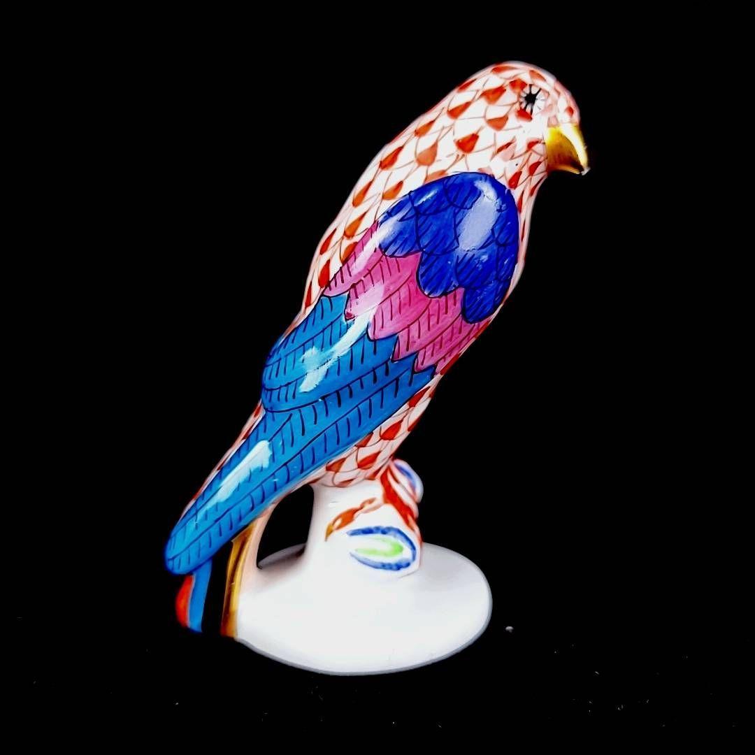 希少 ヘレンド HEREND エカイユ フィッシュネット 鳥 バード レッド 赤