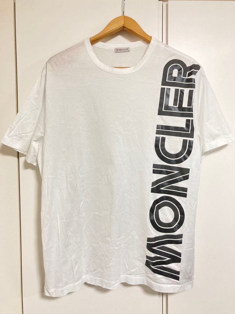 中古】 【送料無料】モンクレールのTシャツ 白 XLサイズ ホワイト 文字