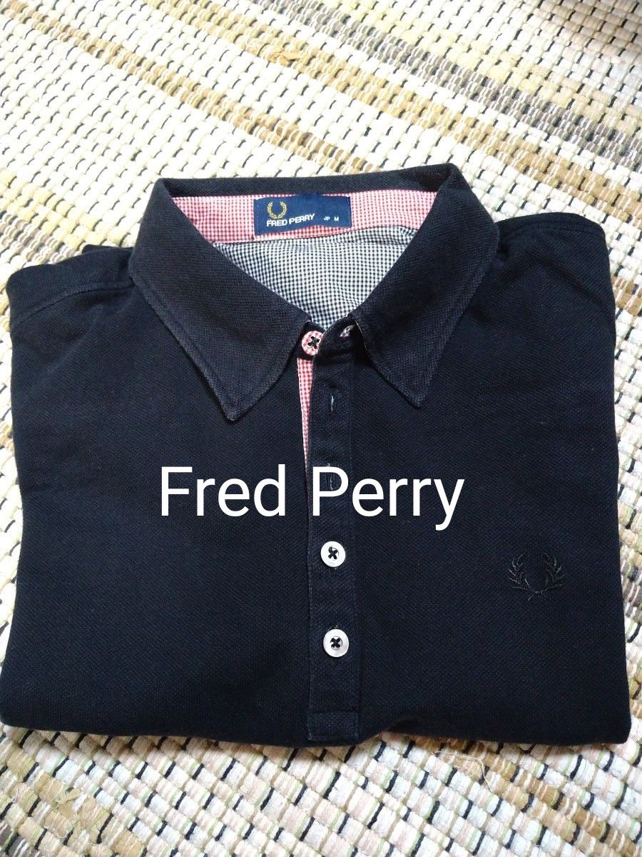 フレッドペリー　Fred Perry 半袖ポロシャツ　ボタンダウン　ブラック　M