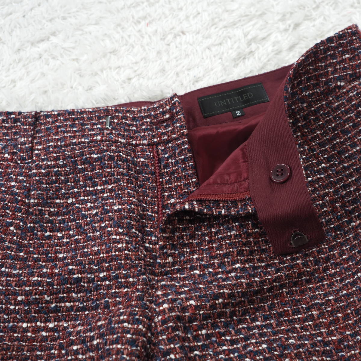 G1144* ultimate beautiful goods * tag equipped *UNTITLED Untitled * tweed * short pants * dark red *2