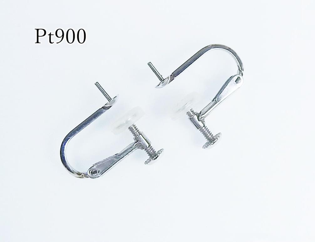 Pt900 screw screw spring type * earrings empty frame metal fittings 