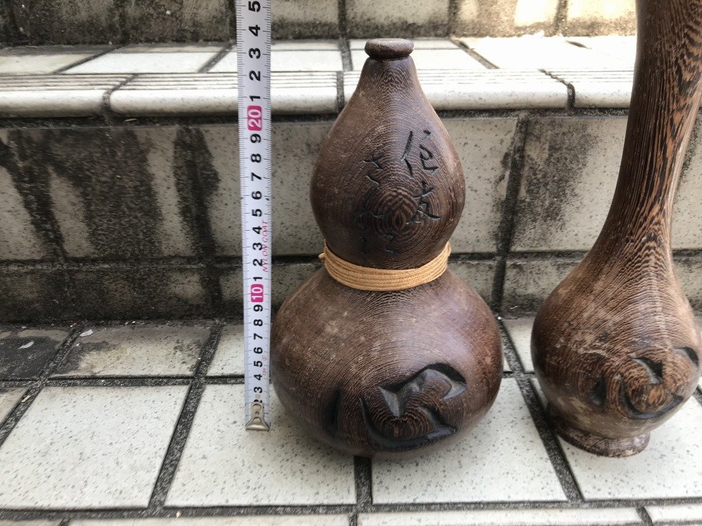 ☆ インド原産 鉄刀木 2点 まとめて タガヤサン 置物 オブジェ 瓢箪