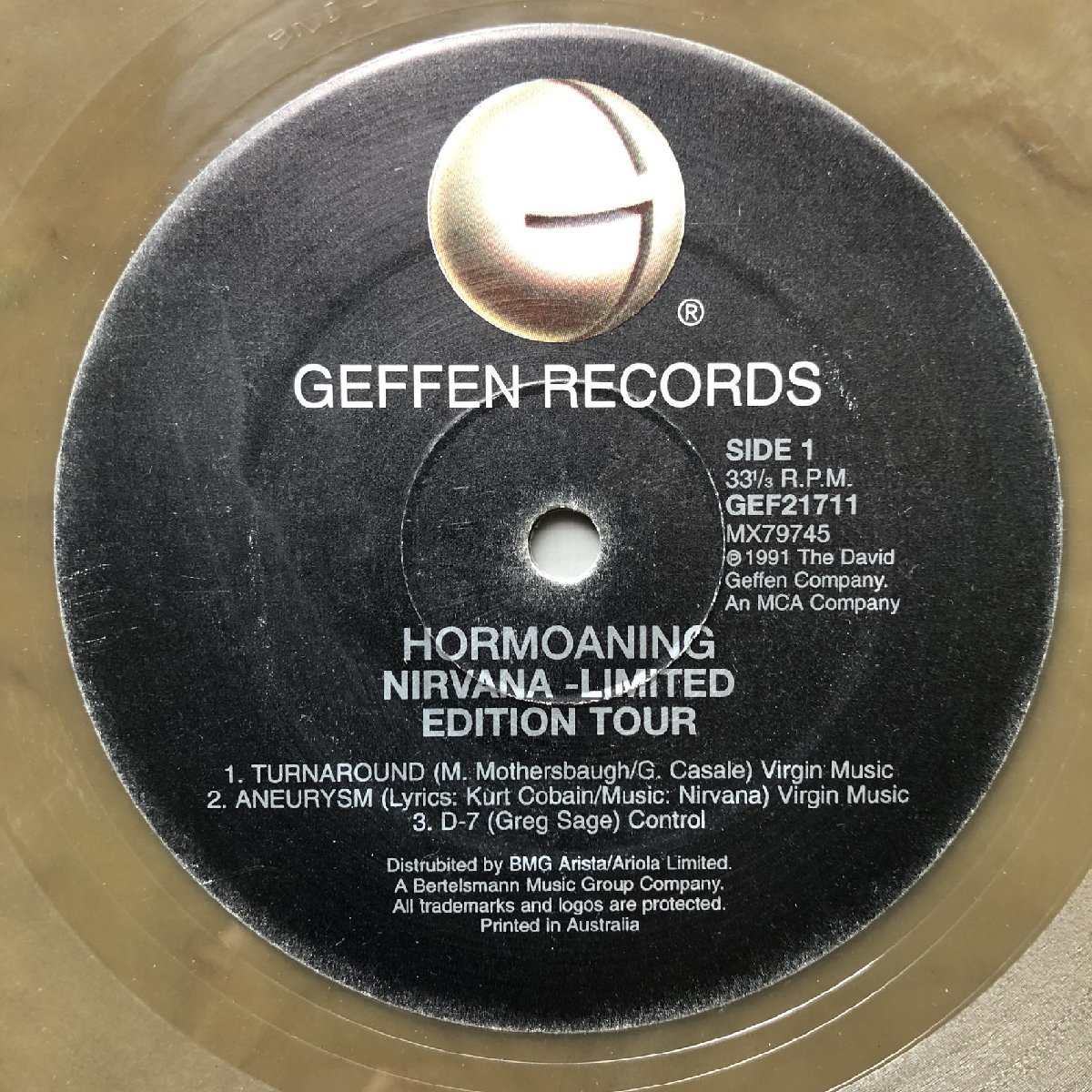  good record 1992 year ultra rare Australia record original Release record niruva-naNirvana LP color record Hormoaning (Exclusive Australian \'92 Tour EP)