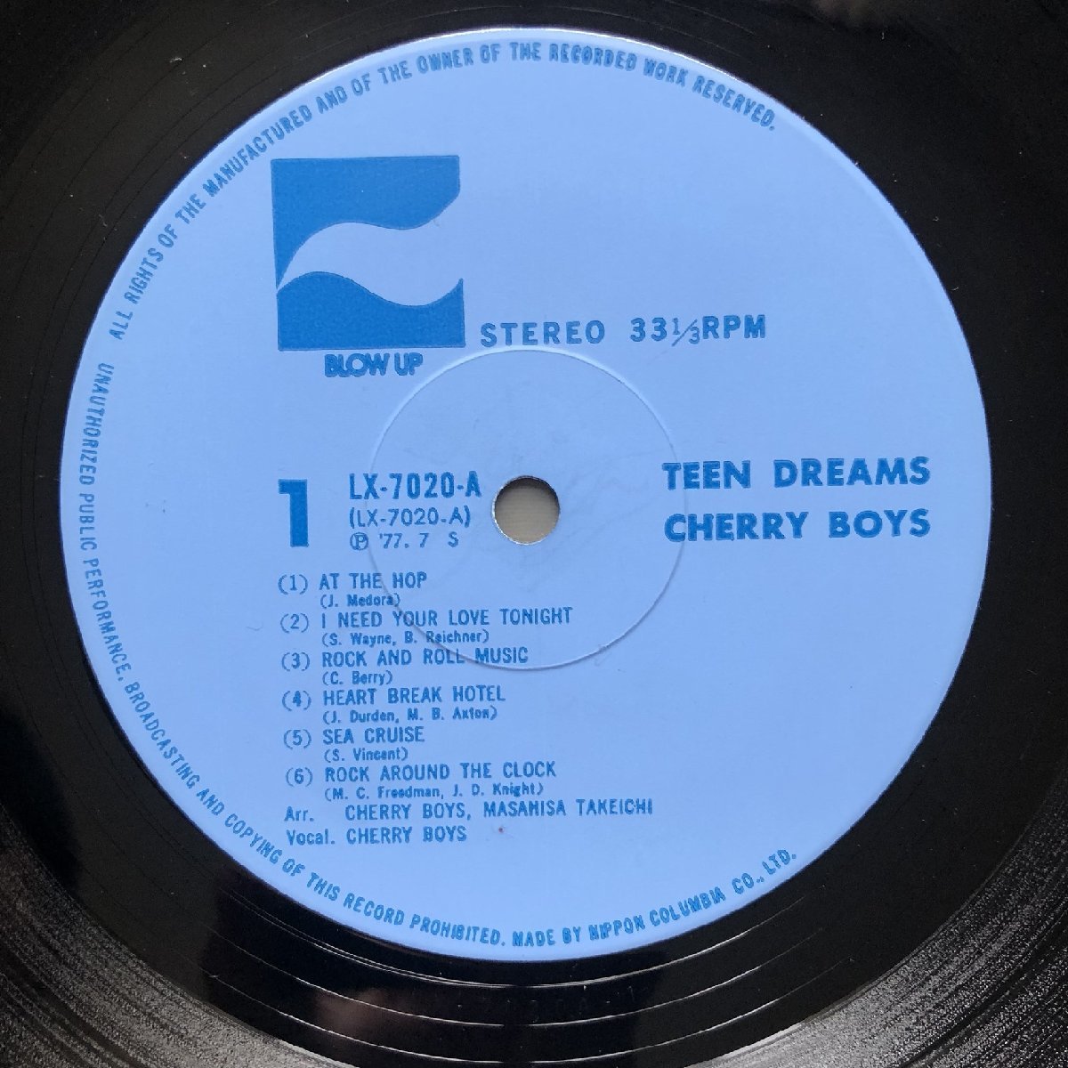 良ジャケ 1977年 オリジナルリリース盤 チェリー・ボーイズ Cherry Boys LPレコード ティーン・ドリームス Teen Dreams 帯付 At The Hop_画像8