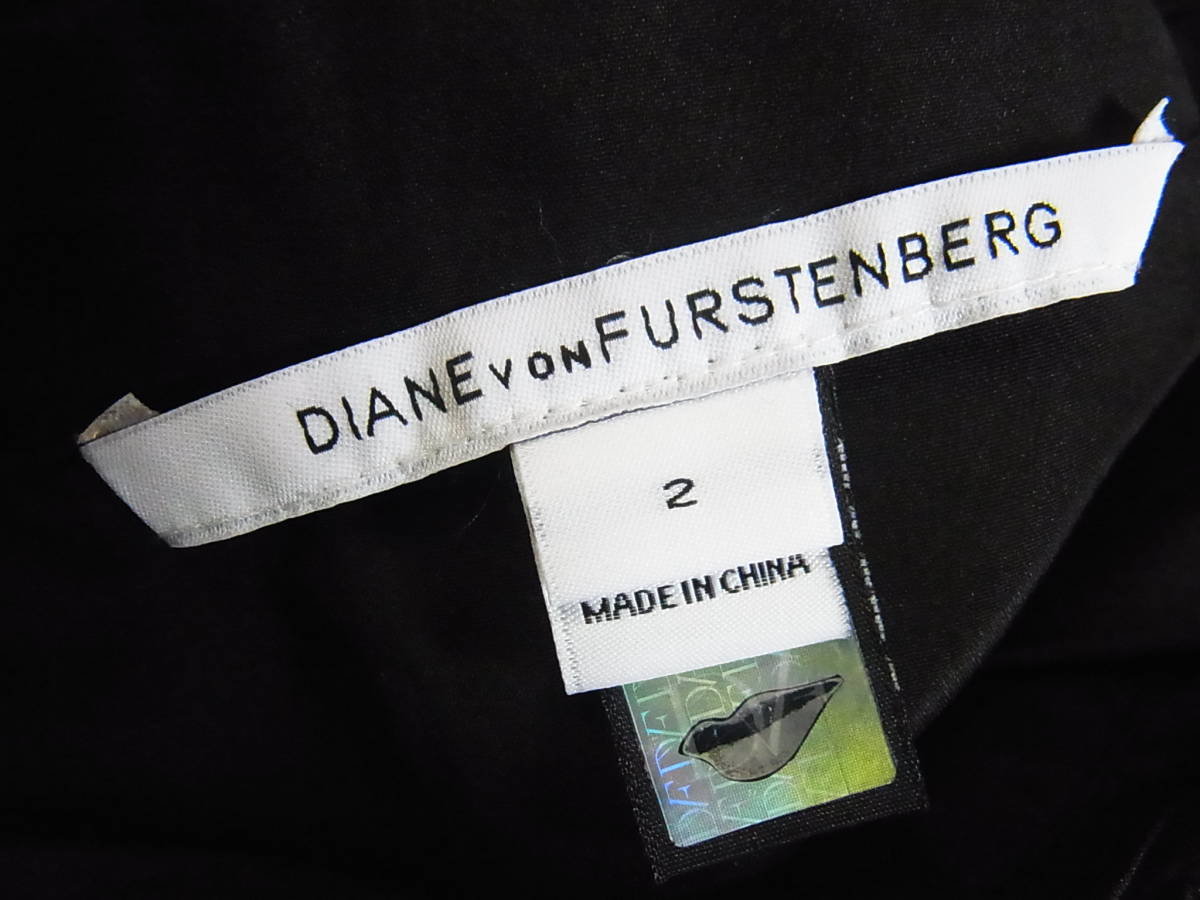 綺麗 DIANE von FURSTENBERG ダイアンフォンファステンバーグ 切替デザイン 総シルク ワンピース 緑ｘ黒 サイズ2_画像6