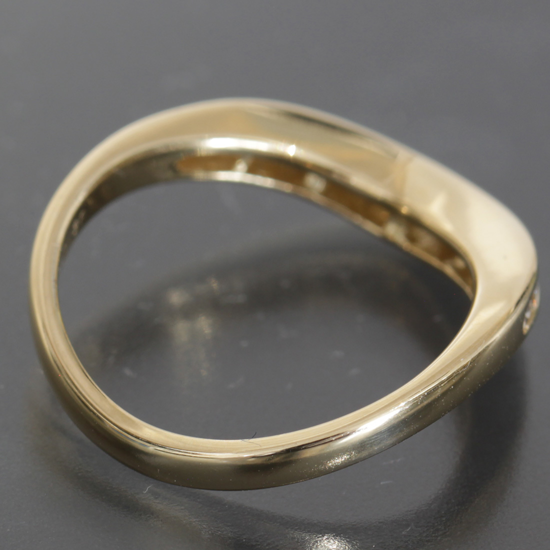 タサキ ダイヤ 0.36ct ウエーブ リング 11号 K18YG 新品仕上済○指輪