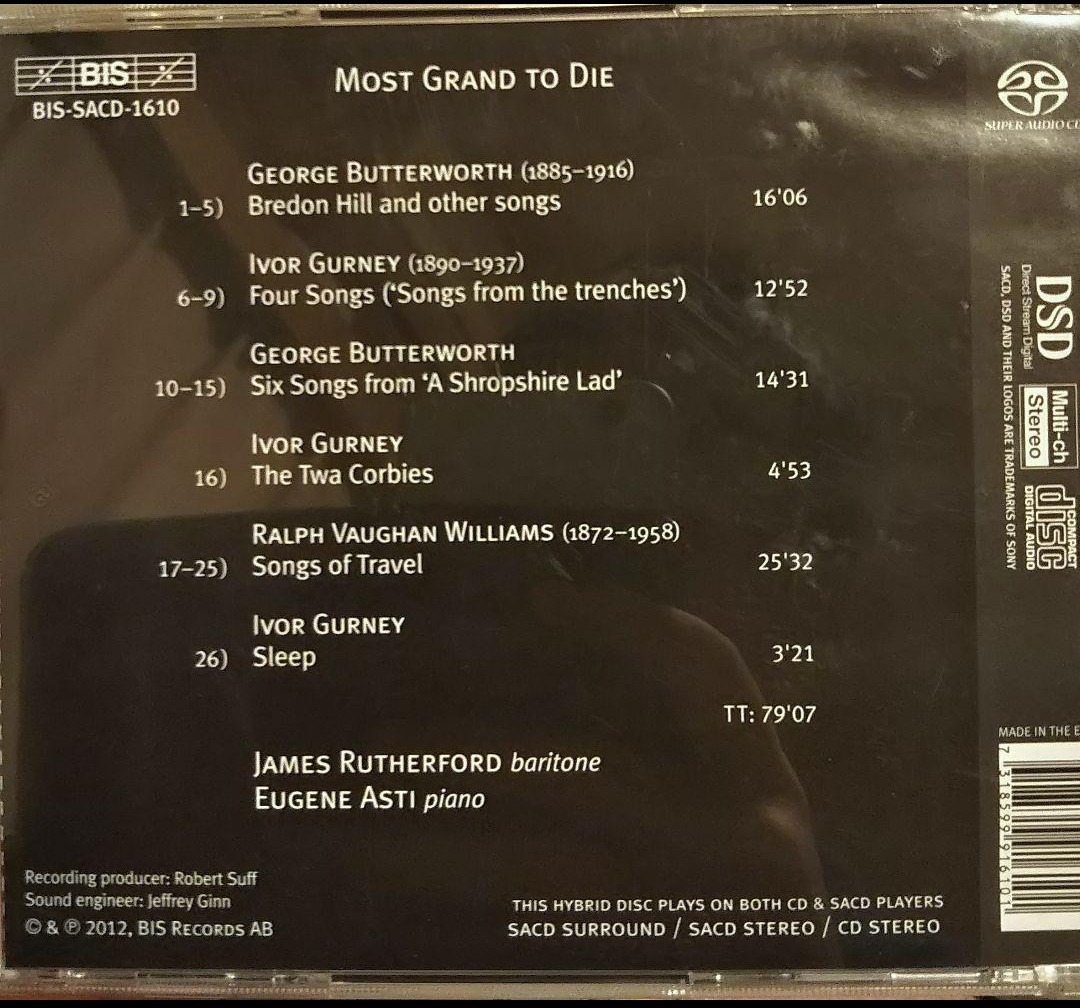 SACD BIS バリトン ジェームズラザフォード ユージーンアスティ 声楽 james rutherford eugene asti 偉大なる死 most grand to die