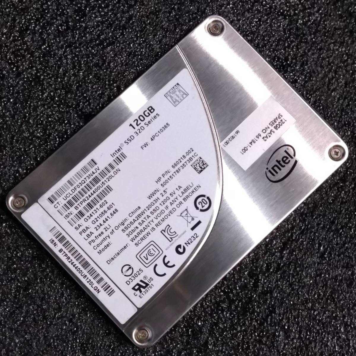 【中古】Intel SSD 320シリーズ SSDSA2BW120G3H 120GB SATA2接続