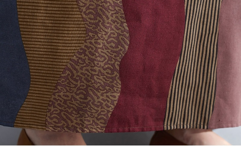 レディース マキシ ロング ワンピース 半袖 体型カバー ゆったり 大きい サイズ 綿麻 Ｖネック_画像6