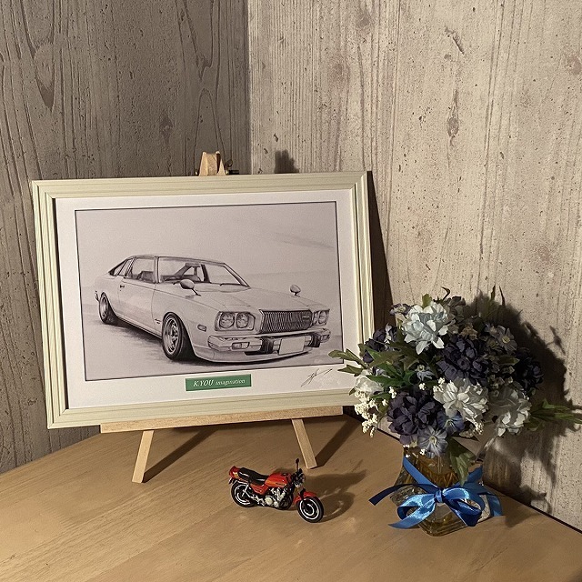  Mazda MAZDA Cosmo AP [ pencil sketch ] famous car old car illustration A4 size amount attaching autographed 