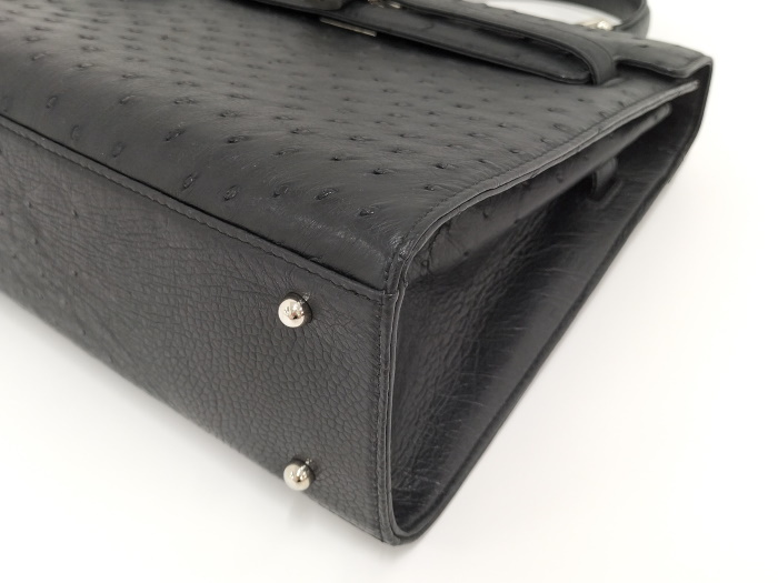 憧れ 【中古】JRA ハンドバッグ オーストリッチ レザー シルバー金具