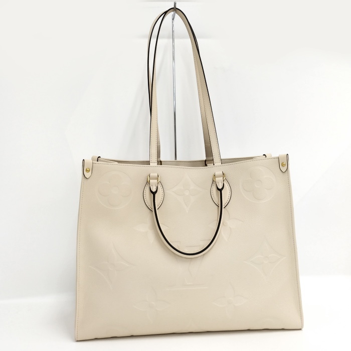 2022セール 【中古】LOUIS VUITTON M45081 アイボリー クレーム レザー アンプラント モノグラム トートバッグ 2WAY オンザゴーGM ハンドバッグ 2022セール 【中古】LOUIS VUITTON M45081 アイボリー クレーム レザー アンプラント モノグラム トートバッグ 2WAY オンザゴーGM ハンドバッグ