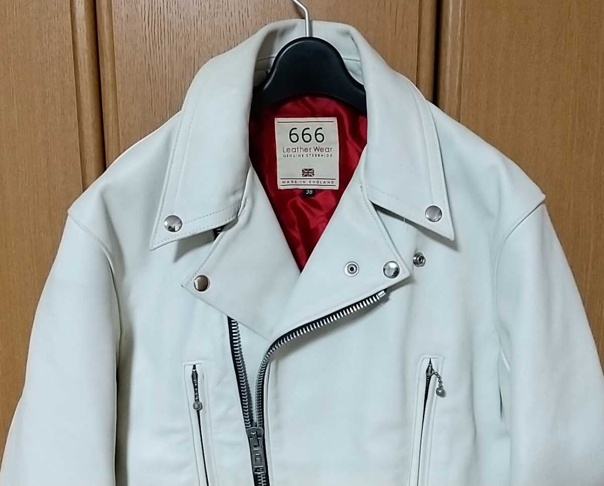 666 Leather Wear ダブルライダースジャケット 38 白 ホワイト