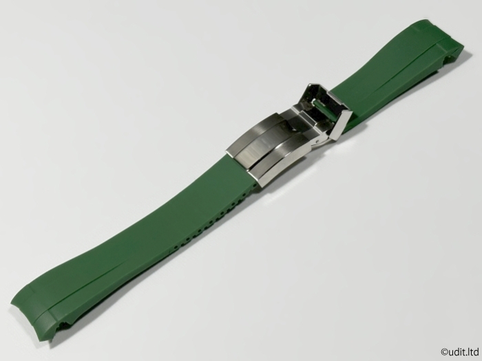 ラグ幅：21mm ラバーベルト グリーン ラバーバンド 腕時計ベルト [ロレックス ROLEX 対応 シードゥエラー ディープシー等に]の画像1