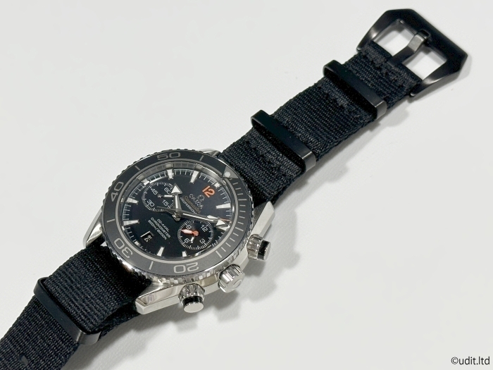 ラグ幅：22mm NATO 腕時計ベルト ヘキサゴン尾錠 ブラック ファブリックストラップ ナイロン [オメガ タグホイヤー ブライトリング等 対応]の画像3