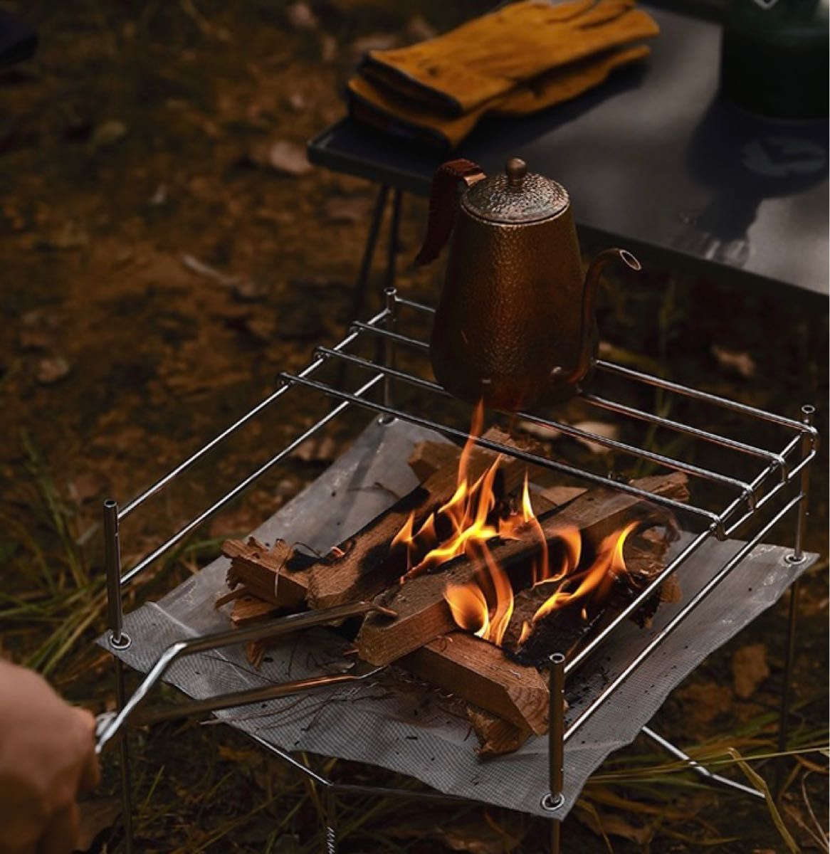 ロストル アウトドア BBQ 五徳 焚き火台 焼き網ステンレス2個セット