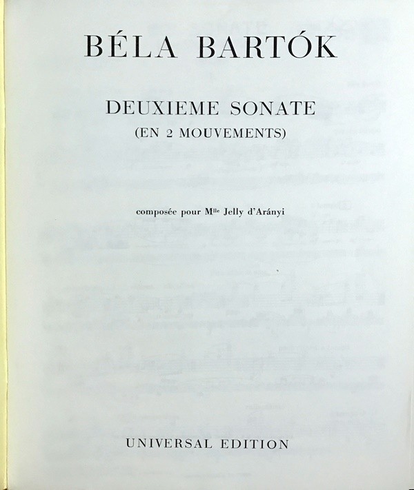  bar to-k violin * sonata no. 2 number ( violin . piano ) import musical score BARTOK Deuxieme Sonata (En 2 Mouvements) foreign book 