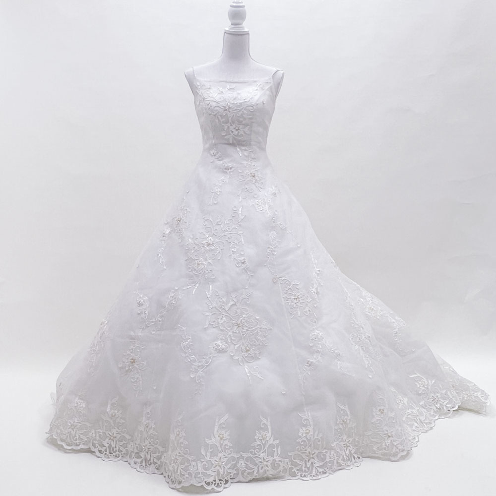 中古　ウェディングドレス　ホワイト　Lovely Wedding　２Way　11号T　ブライダル フォト婚　二次会など Aライン W-169
