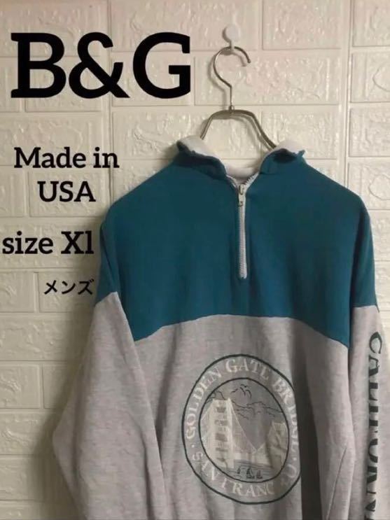 USA製 B&G ハーフジップ スウェット XL ゴールデンゲートブリッジ