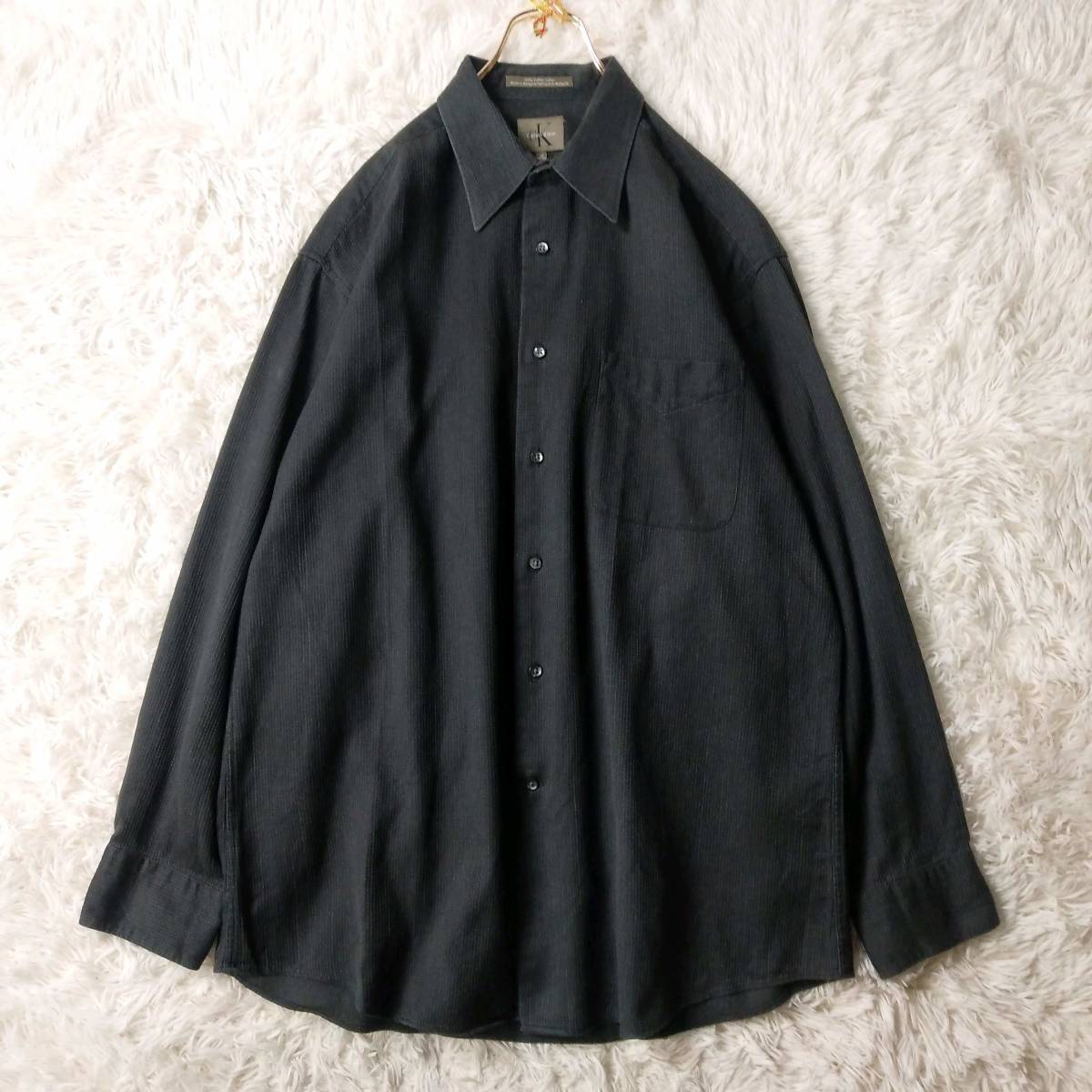 [US import old clothes ]CK Calvin Klein Calvin Klein long sleeve shirt casual shirt M size L size XL size dark gray grey men's 