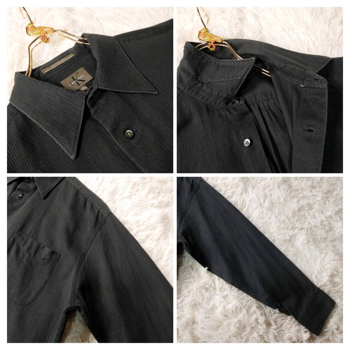 [US import old clothes ]CK Calvin Klein Calvin Klein long sleeve shirt casual shirt M size L size XL size dark gray grey men's 