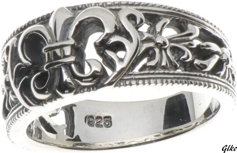 シルバー925 指輪 フレア 百合の紋章 アクセサリー 男女兼用 ファッション リング 25号 レディース メンズ 